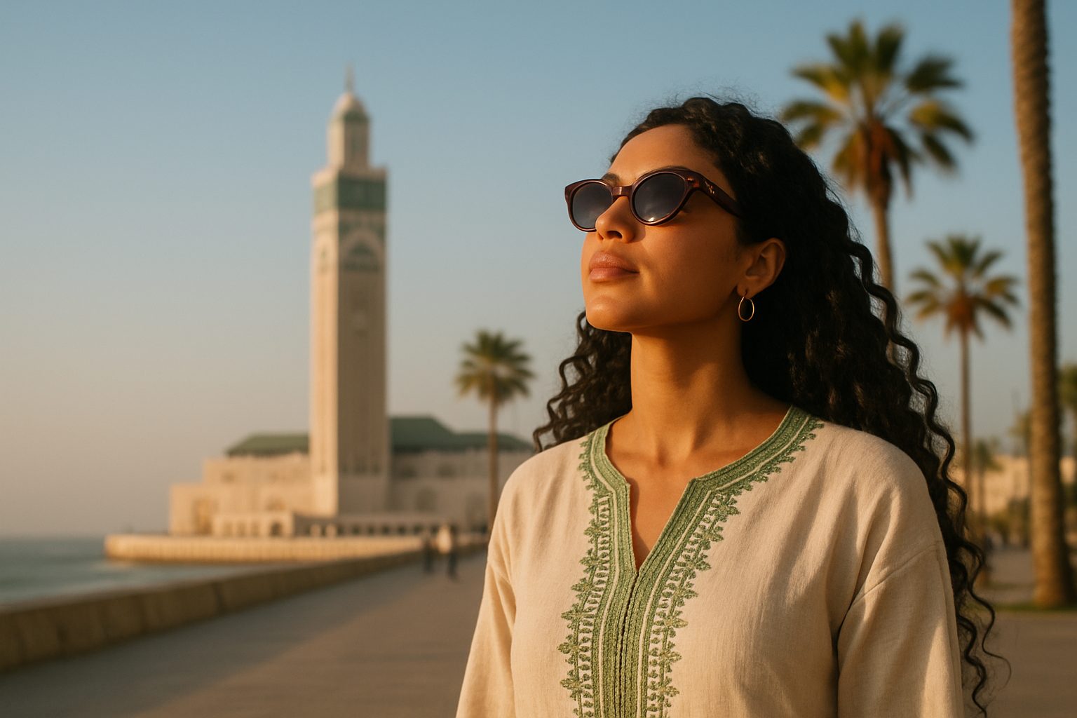 Femme portant des lunettes de soleil écaille à Casablanca